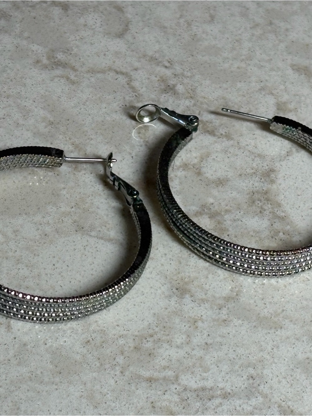 K1 Silver-Tone Rhinestone Hoop Earrings - Elegant Sparkle